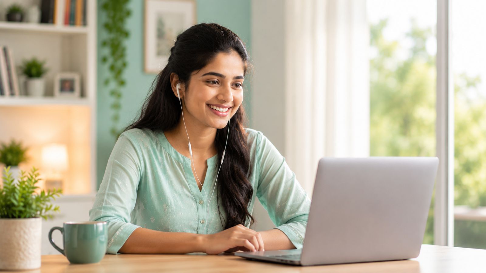 Student in an online English lesson